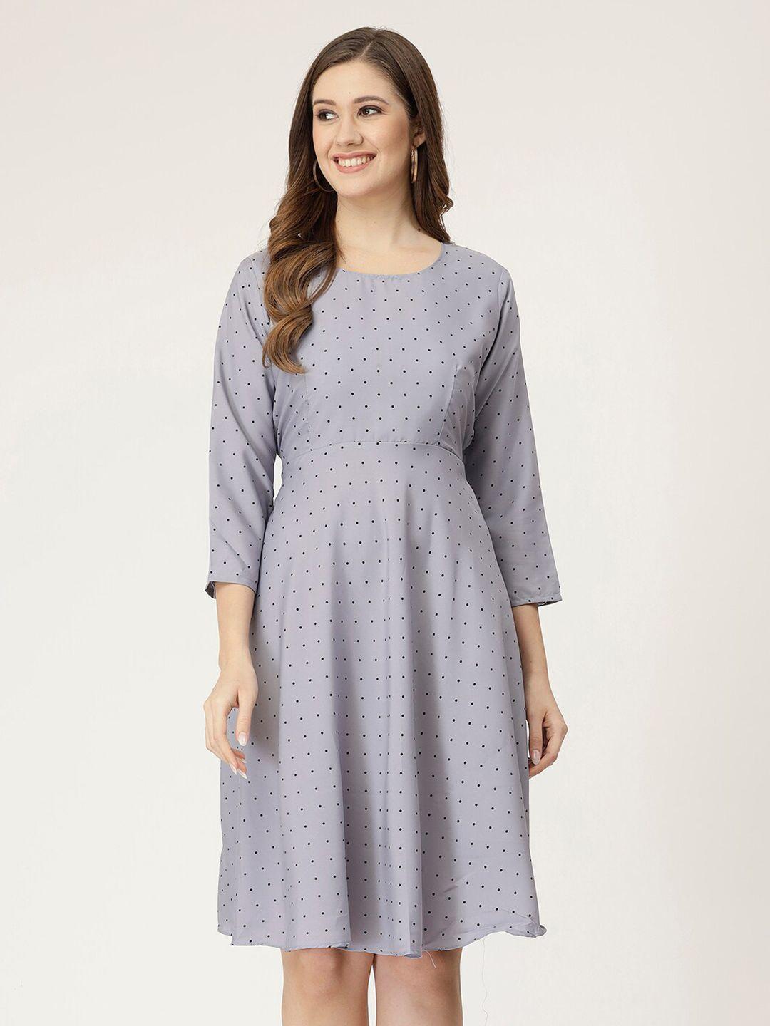 miss ayse polka dot printed crepe fit & flare dress