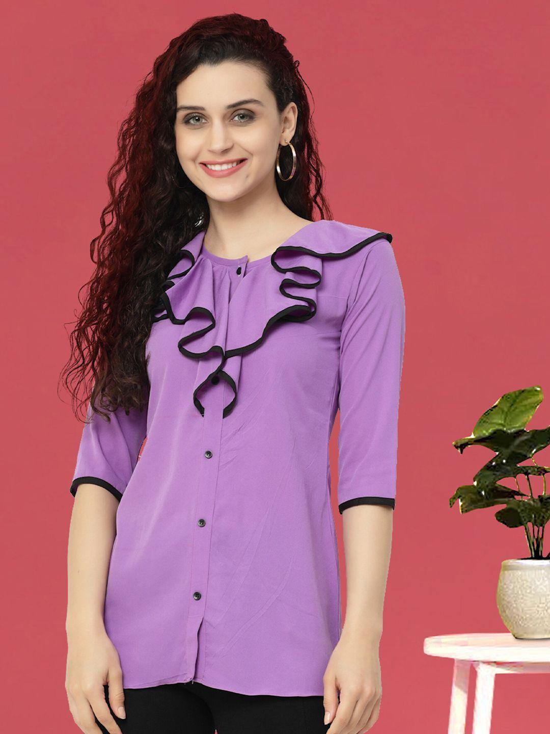 miss ayse purple crepe shirt style top