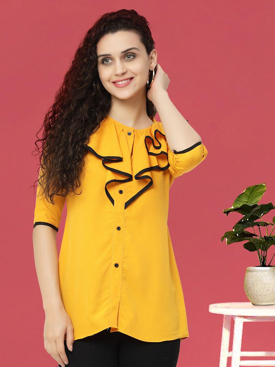 miss ayse yellow crepe shirt style top