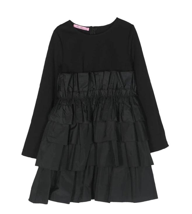 miss blumarine kids black comfort fit tiered skirt dress