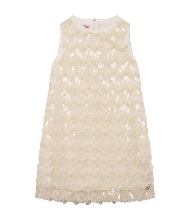 miss blumarine kids cream embellished detailing comfort fit dress