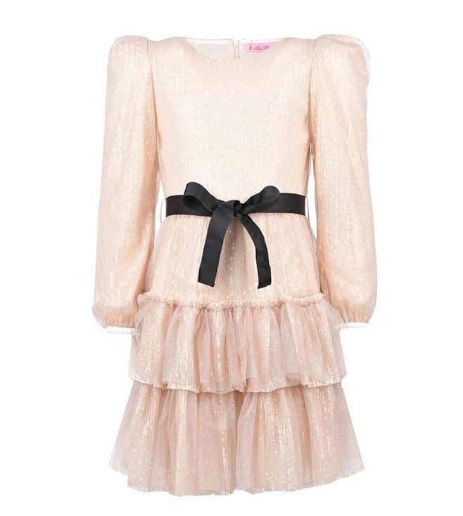 miss blumarine kids cream tulle sequin comfort fit dress