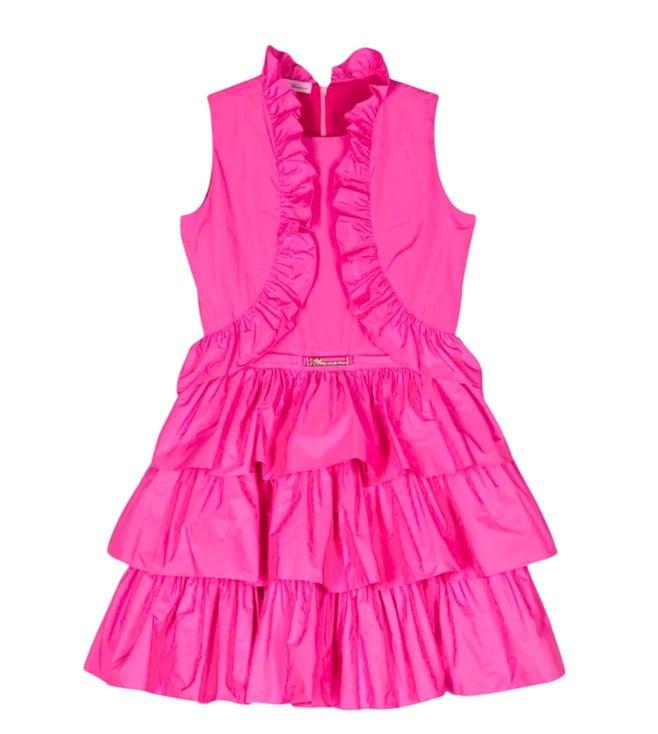 miss blumarine kids pink ruffled flared fit dress