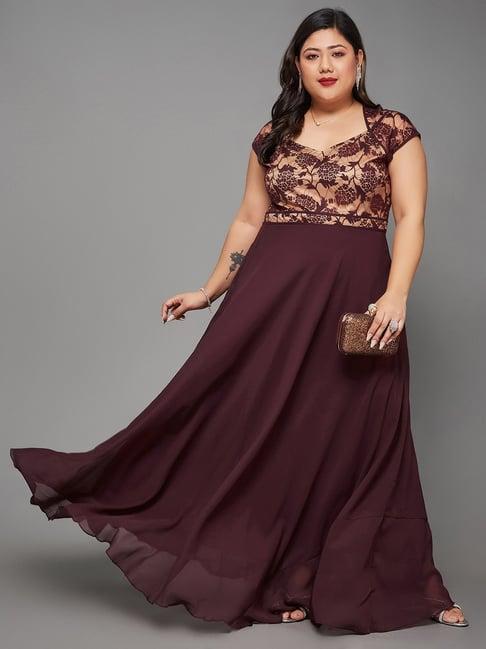 miss chase a+ wine floral print maxi dress