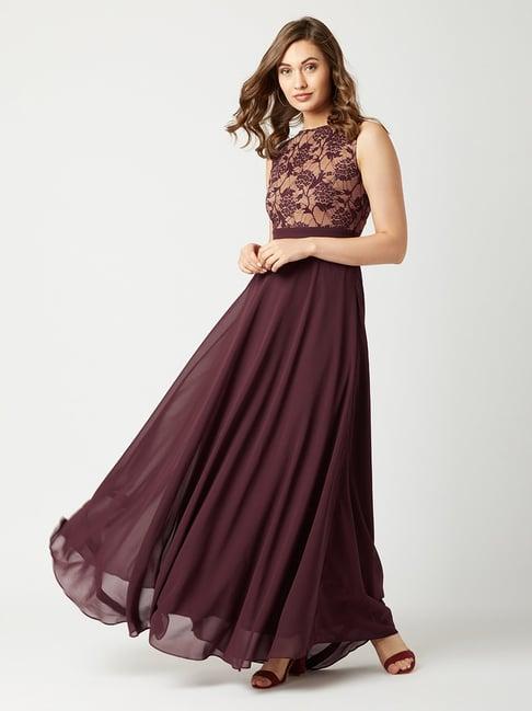 miss chase beige & wine lace dress