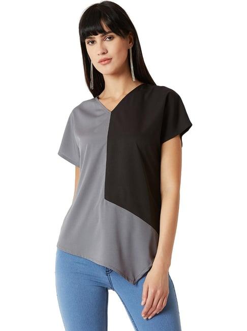 miss chase black & grey loose fit top