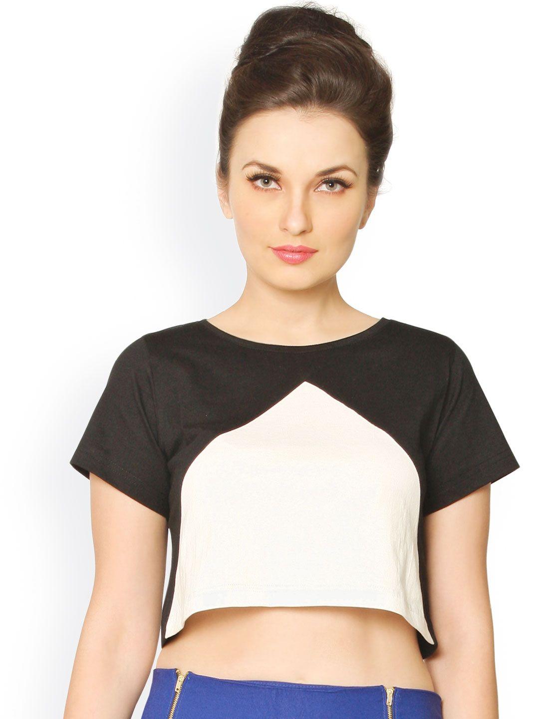 miss chase black & white crop top
