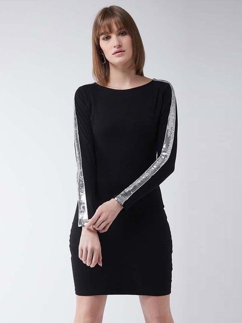 miss chase black embellished a-line dress