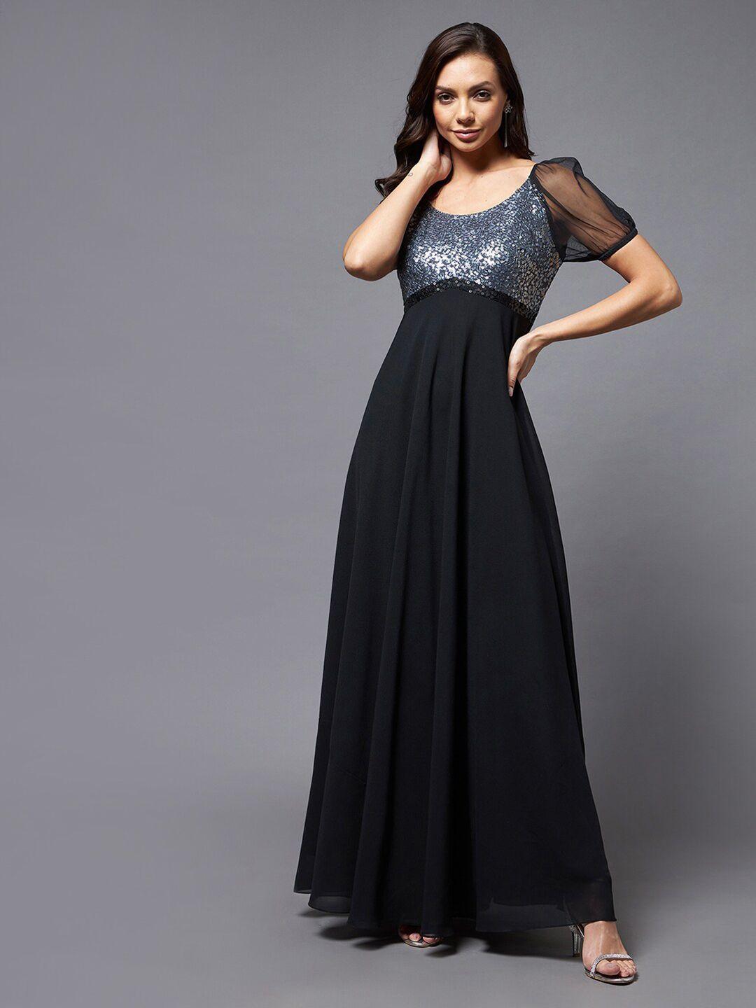 miss chase black embellished georgette maxi dress