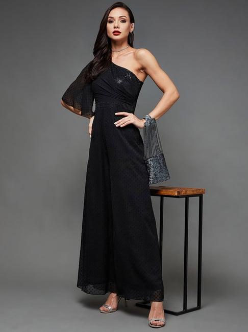 miss chase black embellished jumpsuit