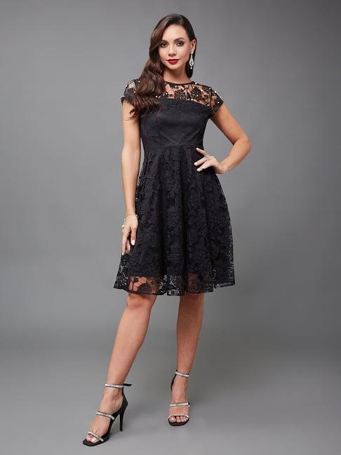 miss chase black embellished skater dress