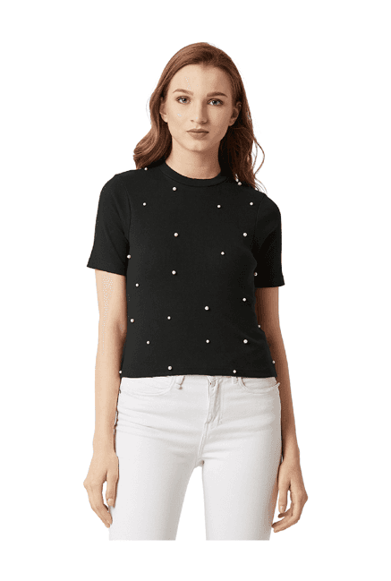 miss chase black embellished top