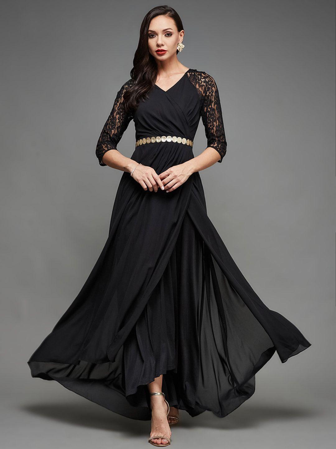 miss chase black georgette maxi dress