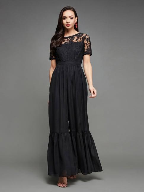 miss chase black georgette maxi jumpsuit