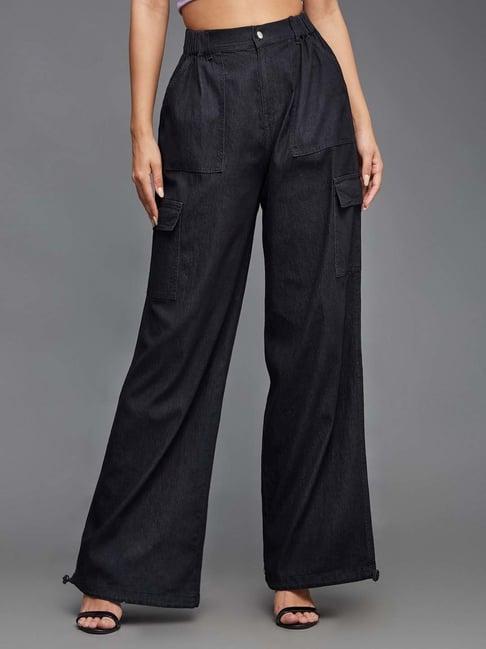 miss chase black high rise cargo pants