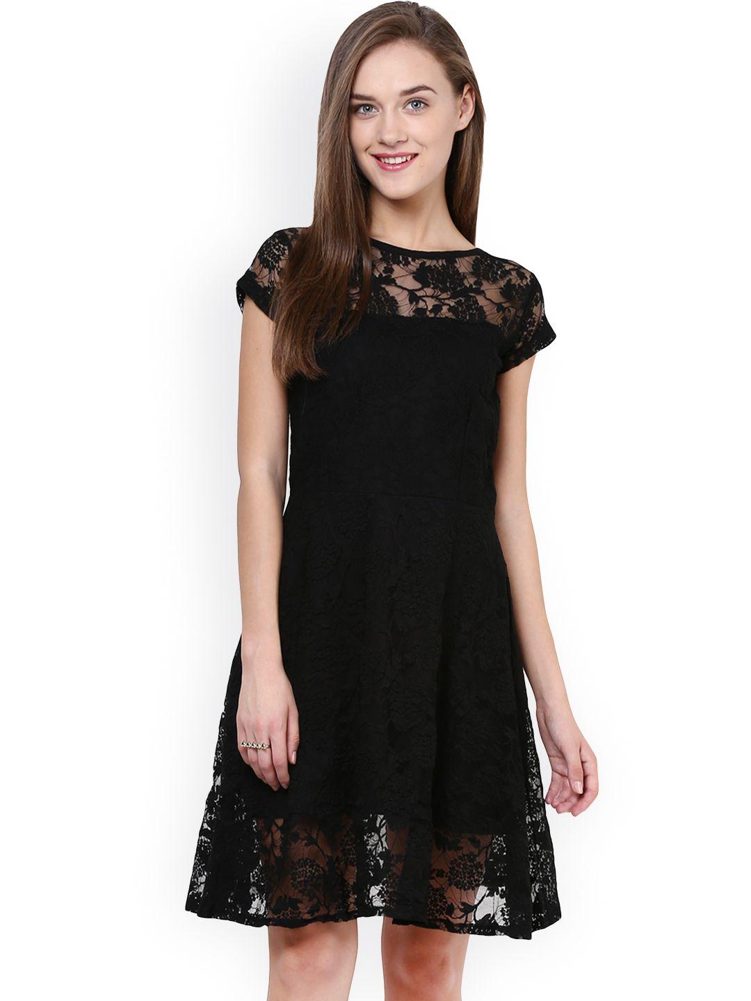 miss chase black lace skater dress