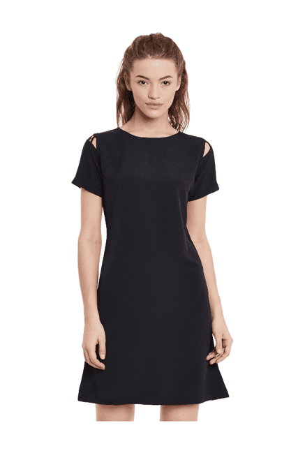 miss chase black relaxed fit above knee dress