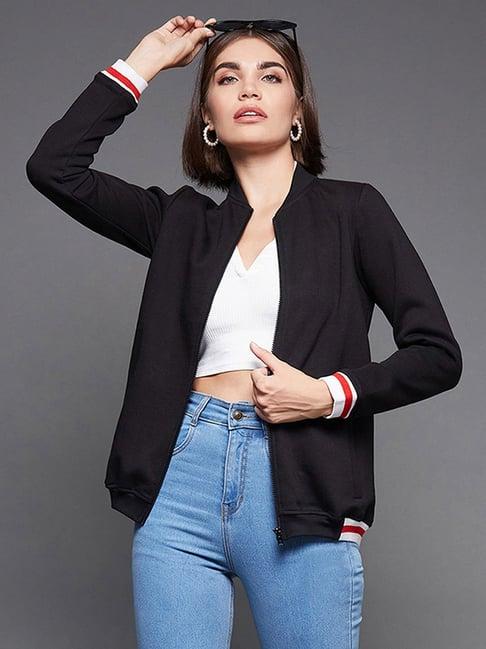 miss chase black relaxed fit bomber jacket