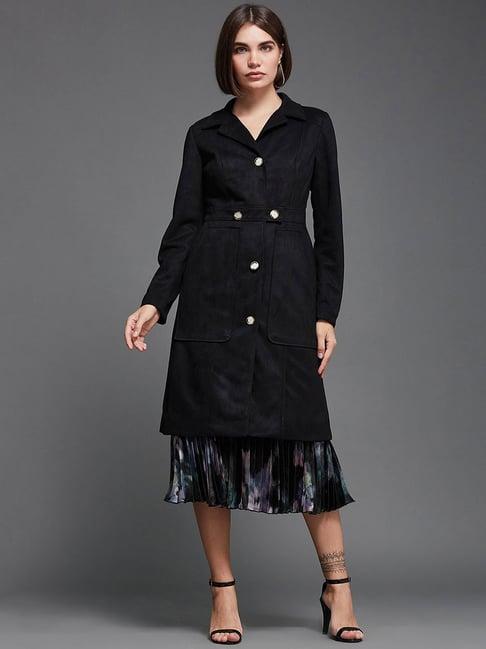 miss chase black relaxed fit longline coat