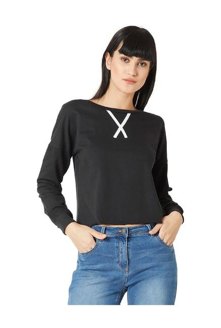 miss chase black round neck sweatshirt