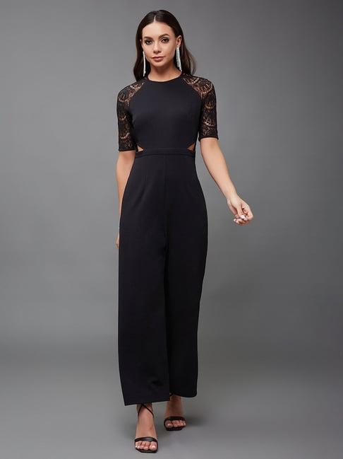 miss chase black self design jumpsuit