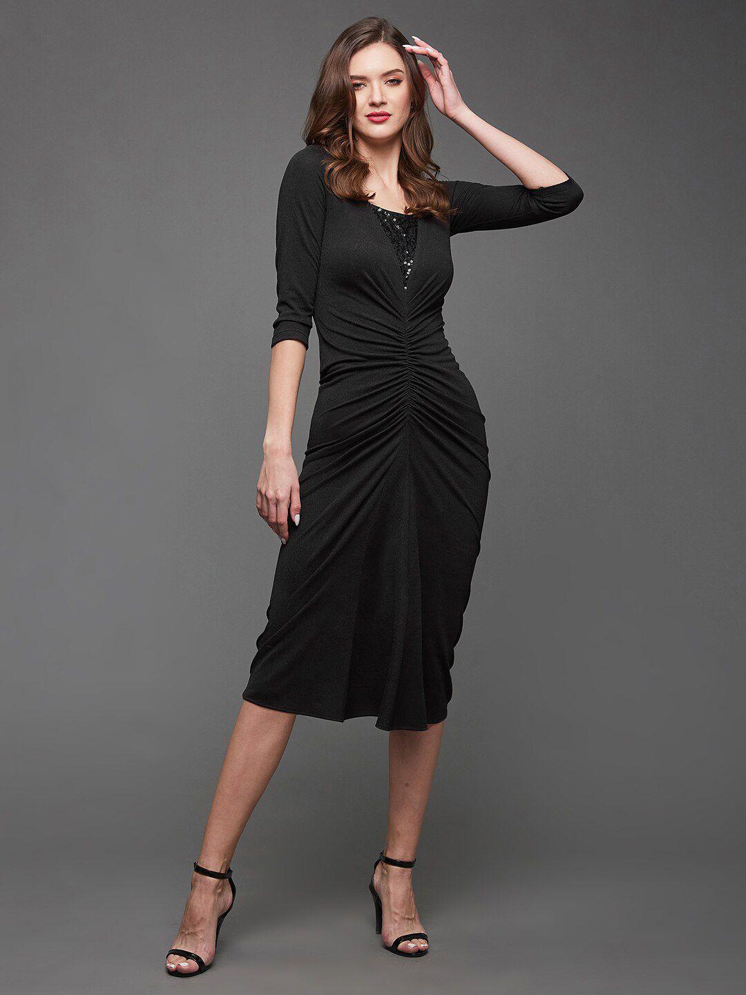 miss chase black sheath midi dress