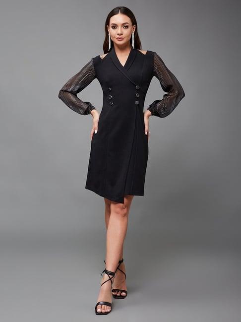 miss chase black slim fit a line dress