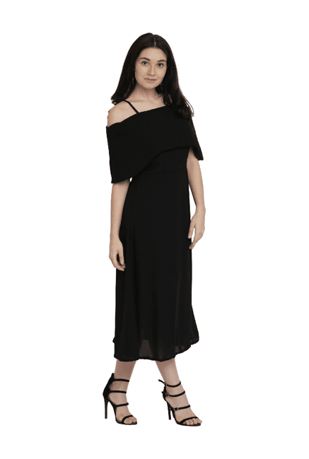 miss chase black slim fit midi dress