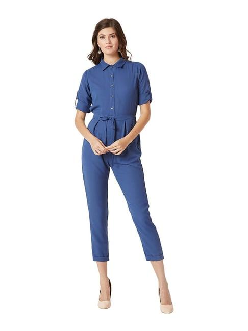 miss chase blue below knee jumpsuit