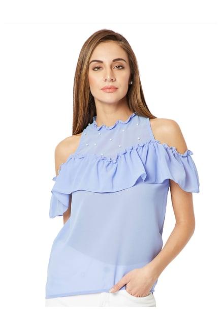 miss chase blue embellished top