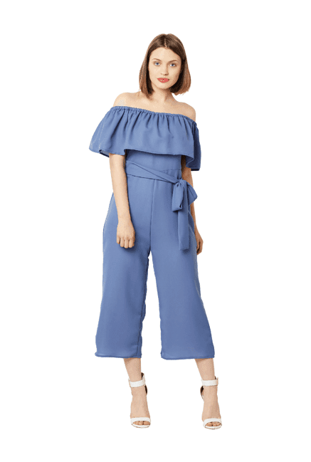 miss chase blue polyester jumpsuit