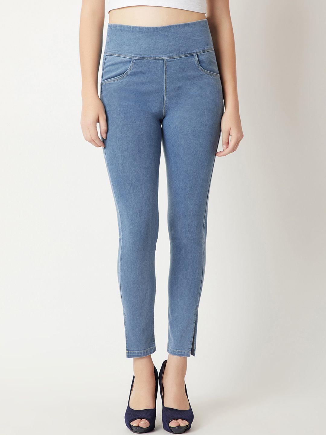 miss chase blue skinny fit denim-look jeggings