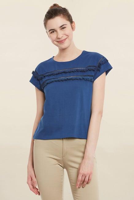 miss chase blue solid top