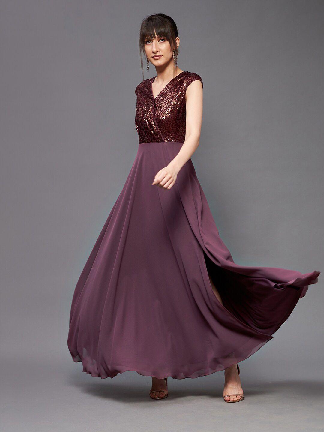 miss chase burgundy embellished maxi wrap dress