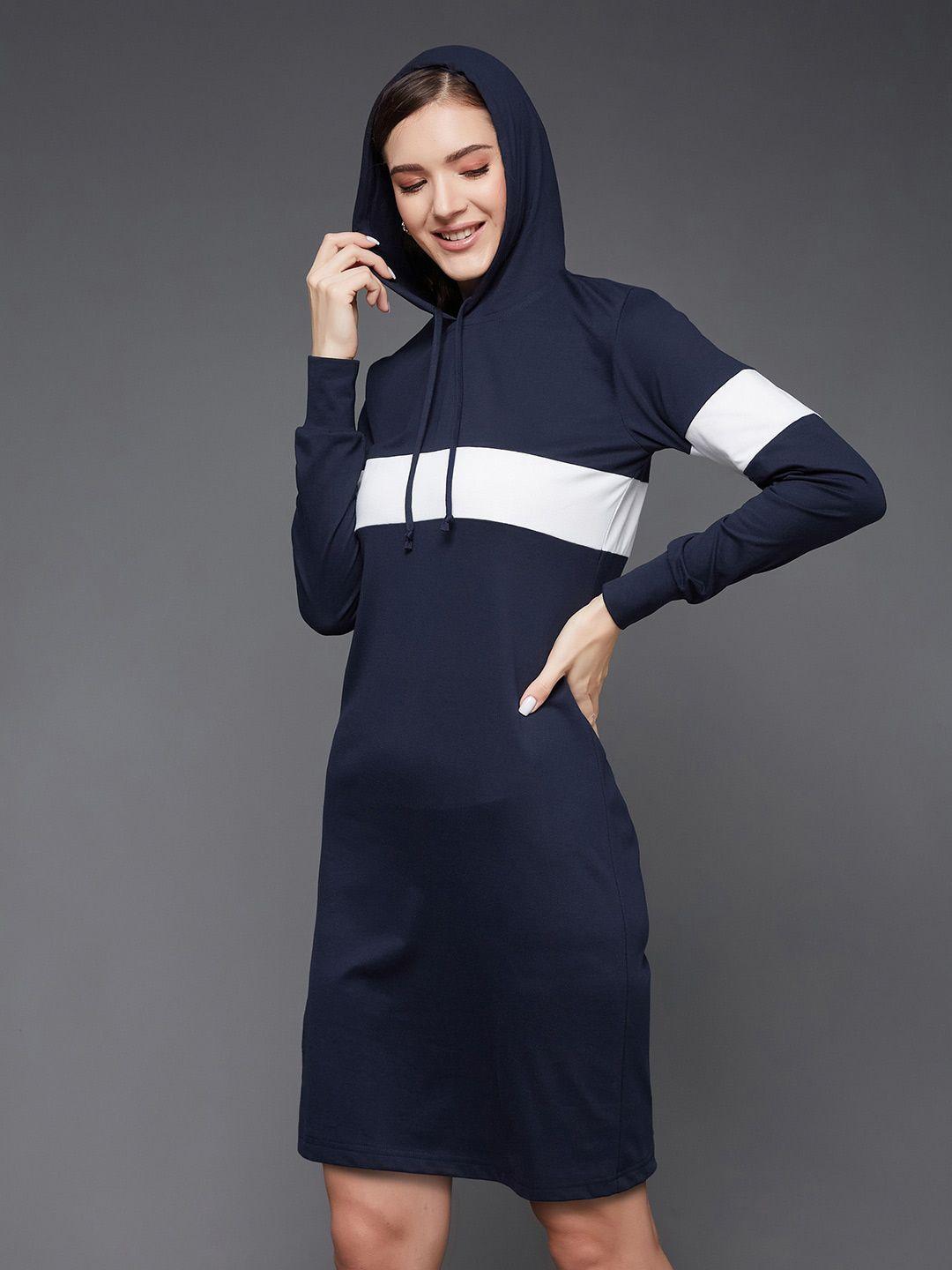 miss chase colourblocked hooded t-shirt dress