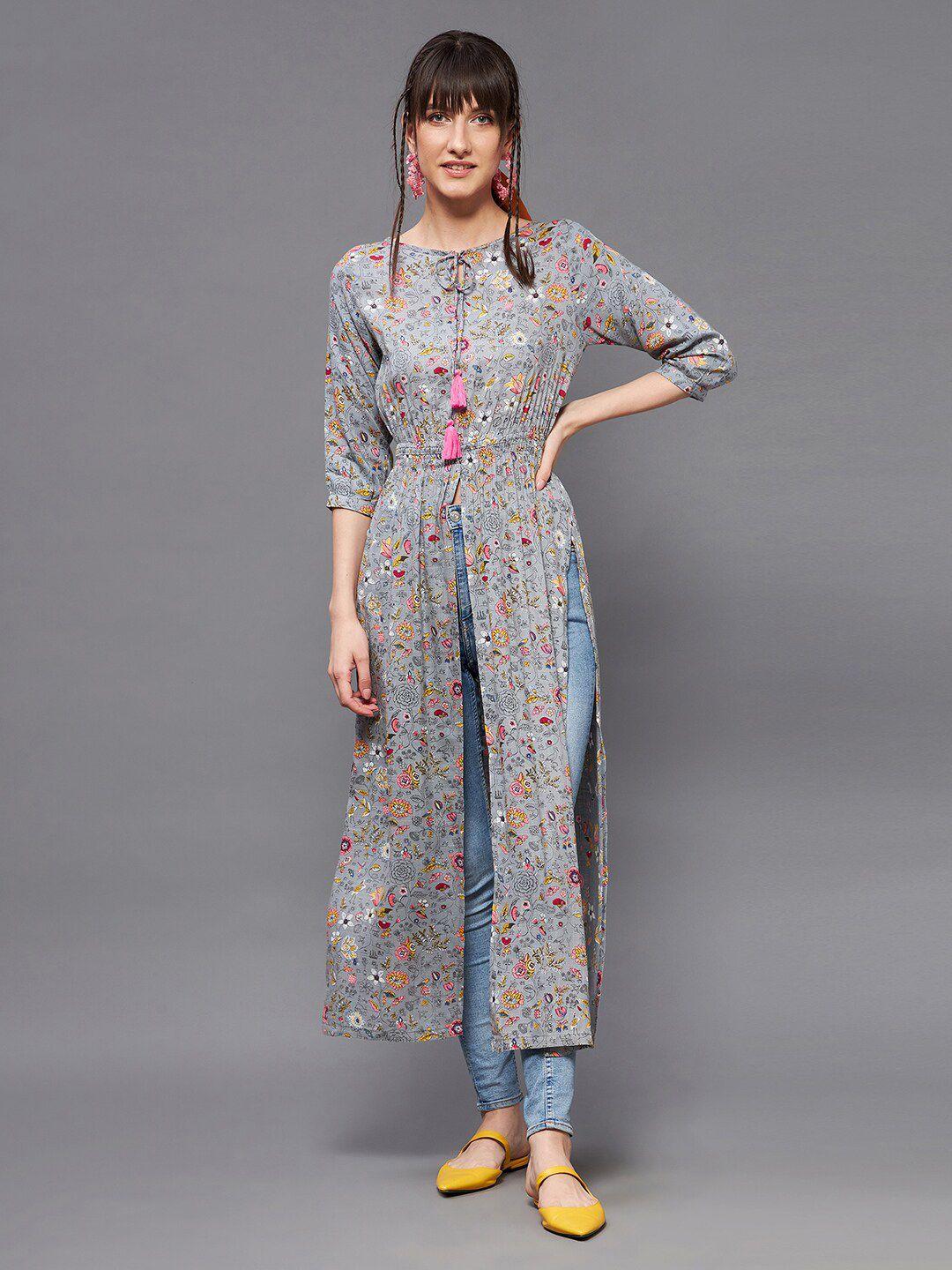 miss chase floral print maxi longline top