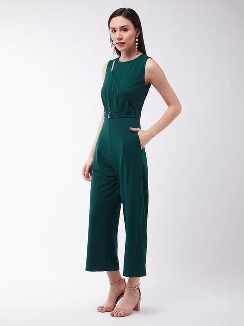 miss chase forest green midi jumpsuit