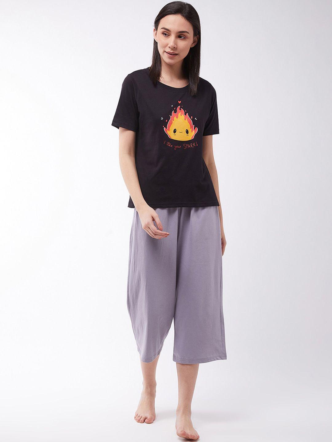 miss chase graphic printed pure cotton t-shirt with capris