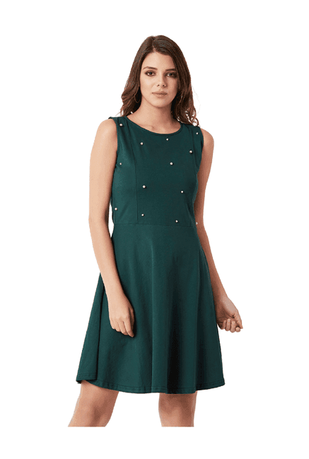 miss chase green embellished above knee dress