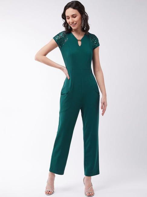 miss chase green embellished jumpsuit