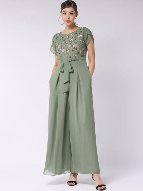 miss chase green embellished jumpsuit