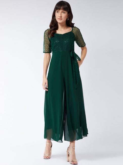 miss chase green embroidered jumpsuit