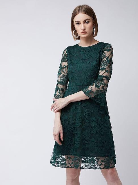 miss chase green lace a line dress