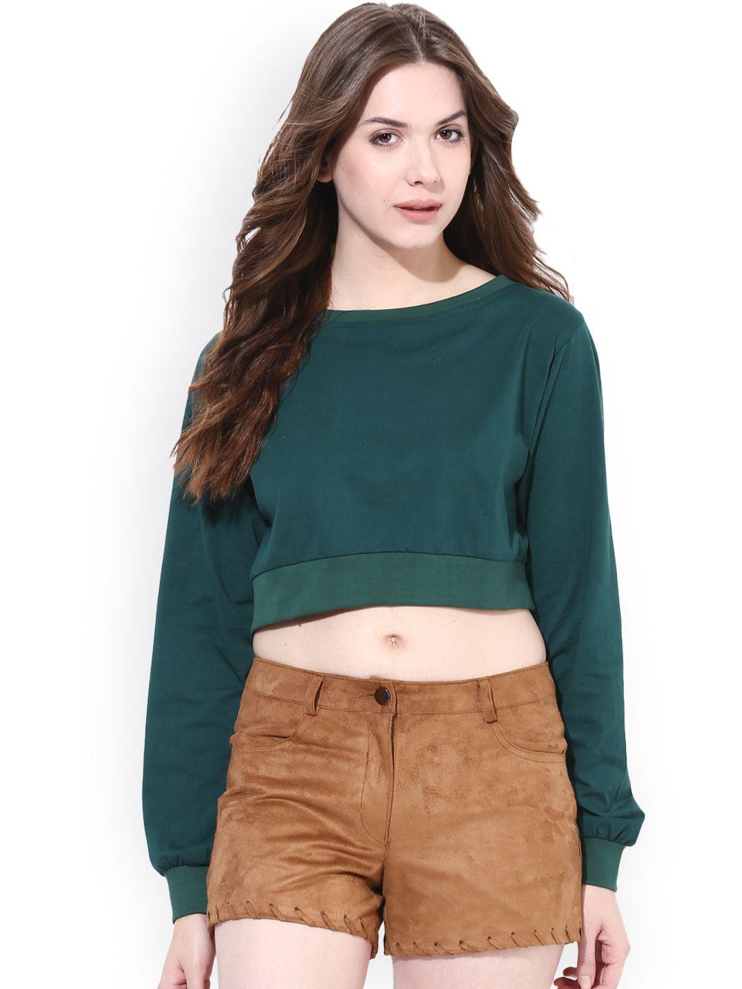 miss chase green loose fit crop top
