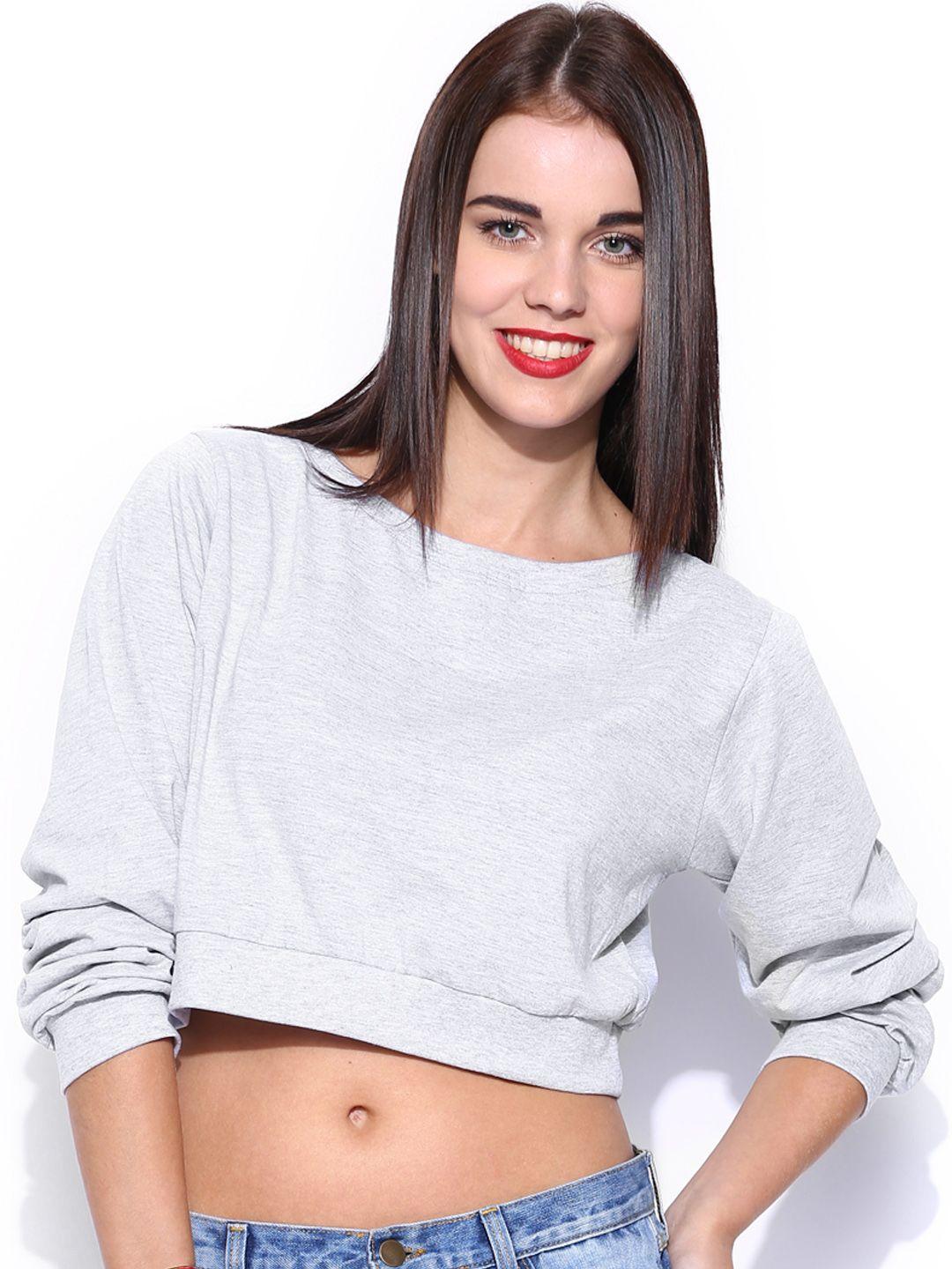 miss chase grey melange oversized crop top