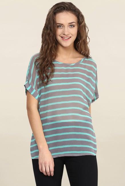 miss chase grey striped top