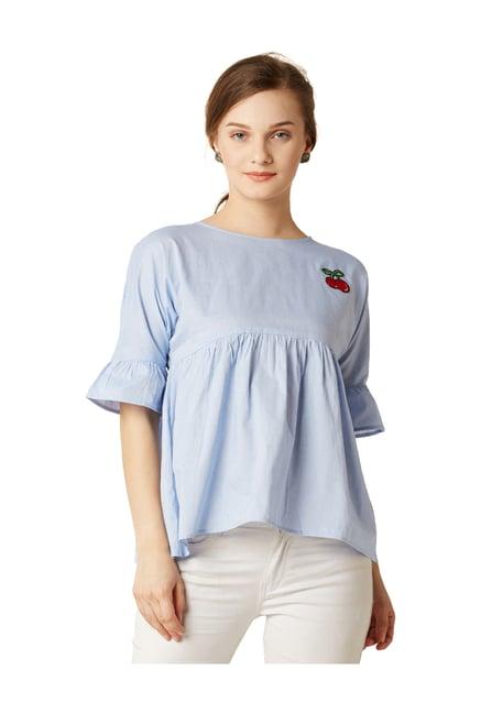 miss chase light blue cotton top