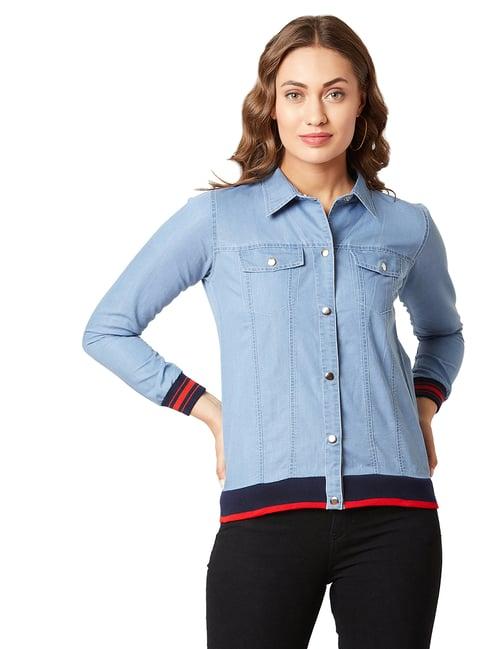 miss chase light blue relaxed fit jacket