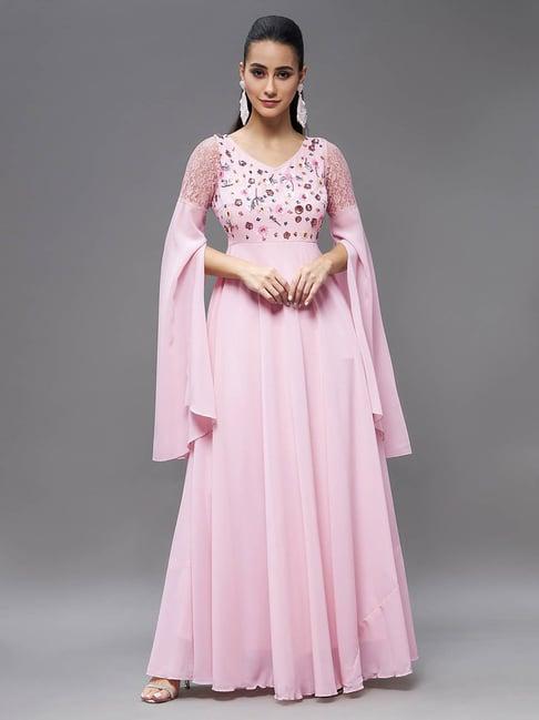 miss chase light pink embellished gown