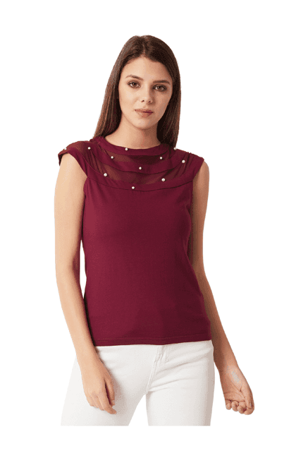 miss chase maroon cotton top